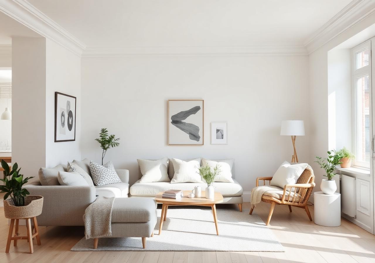 Innvendig maling av lys stue i Arendal